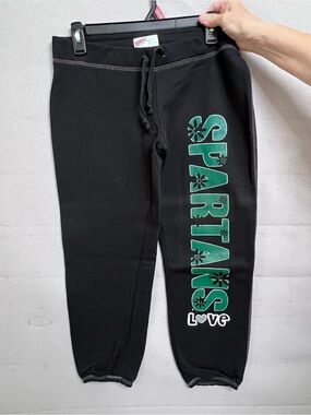 Soffe Black Sweatpants with Green SPARTANS Love Side Print
